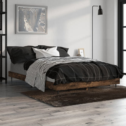 vidaXL Bed Frame without Mattress Smoked Oak 120x190 cm Small Double Engineered Wood 4