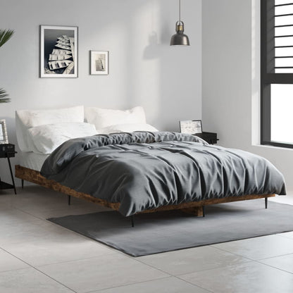 vidaXL Bed Frame without Mattress Smoked Oak 120x190 cm Small Double Engineered Wood 1
