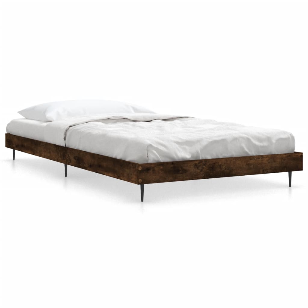 vidaXL Bed Frame without Mattress Smoked Oak 90x190 cm Single Engineered Wood 2
