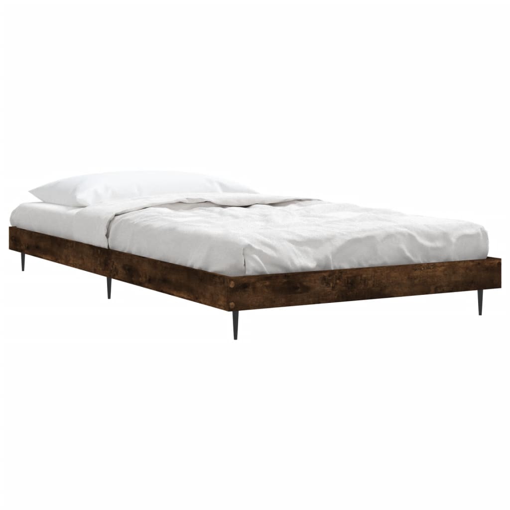 vidaXL Bed Frame without Mattress Smoked Oak 90x190 cm Single Engineered Wood 3