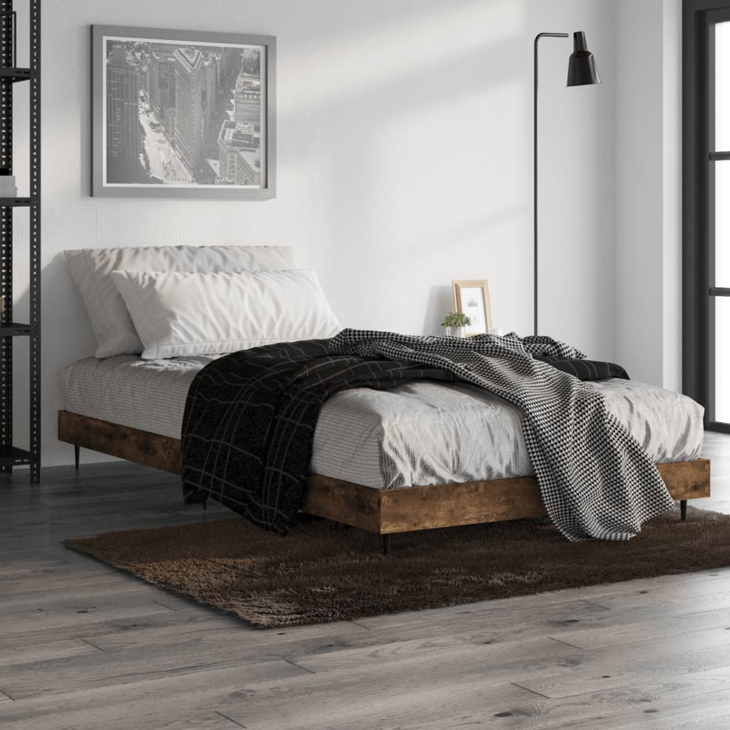 vidaXL Bed Frame without Mattress Smoked Oak 90x190 cm Single Engineered Wood 4