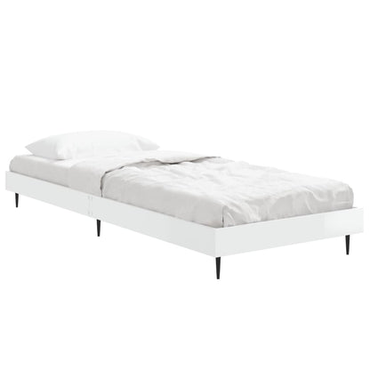 vidaXL Bed Frame without Mattress High Gloss White 75x190 cm Small Single 3