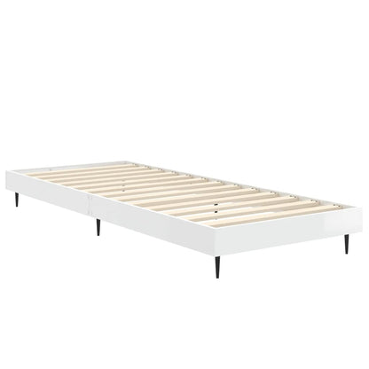 vidaXL Bed Frame without Mattress High Gloss White 75x190 cm Small Single 5