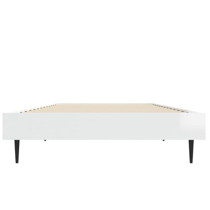 vidaXL Bed Frame without Mattress High Gloss White 75x190 cm Small Single 6