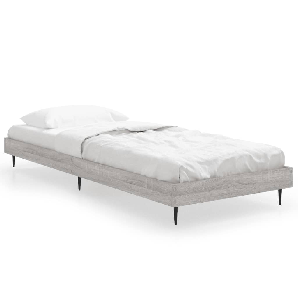vidaXL Bed Frame without Mattress Grey Sonoma 75x190 cm Small Single Engineered Wood 2