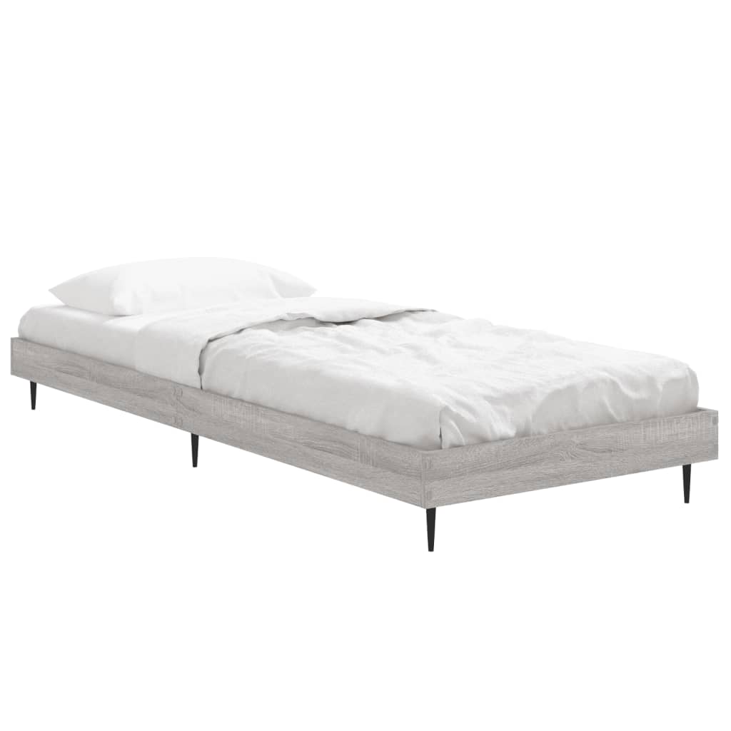 vidaXL Bed Frame without Mattress Grey Sonoma 75x190 cm Small Single Engineered Wood 3