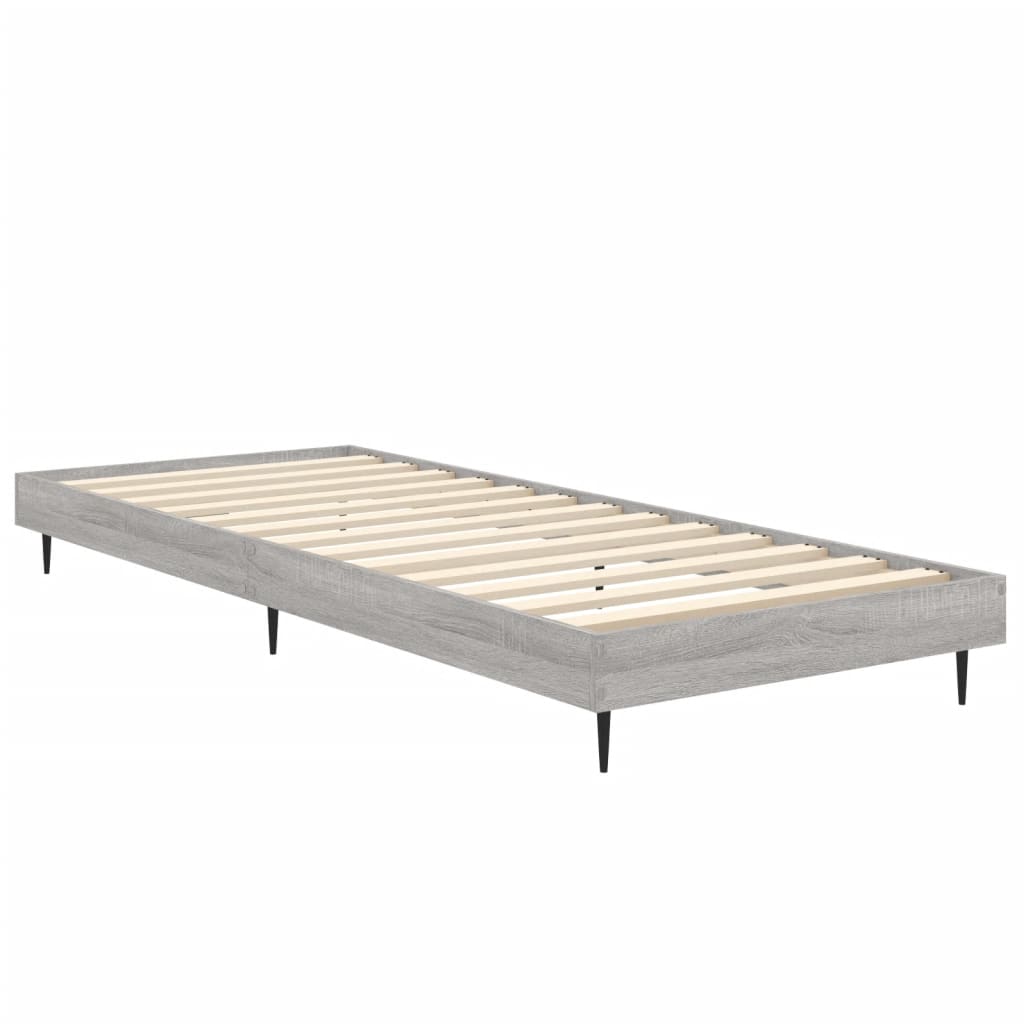 vidaXL Bed Frame without Mattress Grey Sonoma 75x190 cm Small Single Engineered Wood 5