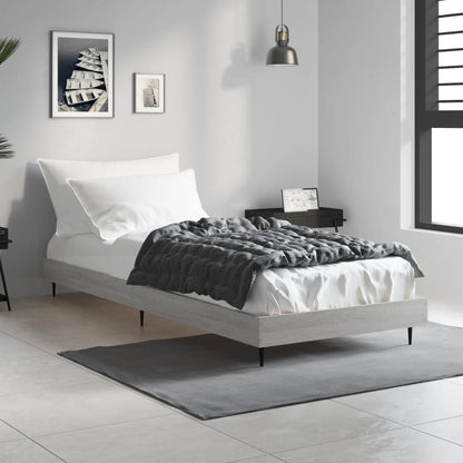 vidaXL Bed Frame without Mattress Grey Sonoma 75x190 cm Small Single Engineered Wood 1