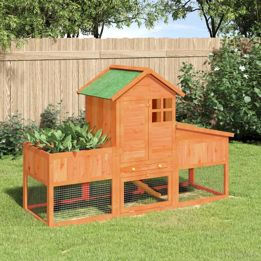 Rabbit Hutch 170x63x113 cm Solid Wood Pine Brown