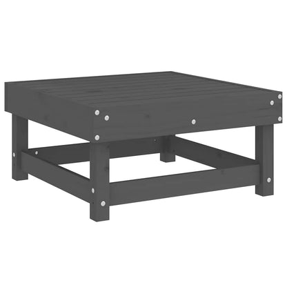 vidaXL Garden Footstool with Cushion Grey Solid Wood Pine 3