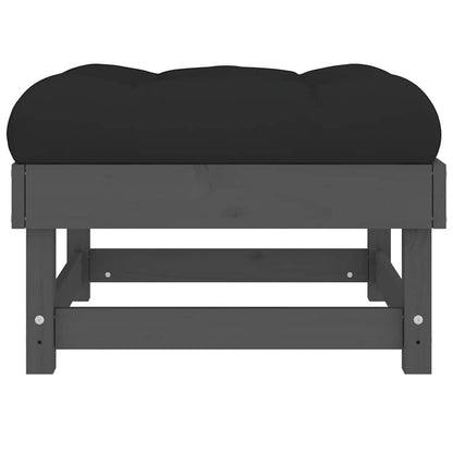 vidaXL Garden Footstool with Cushion Grey Solid Wood Pine 5