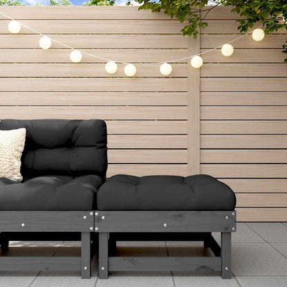 vidaXL Garden Footstool with Cushion Grey Solid Wood Pine 1