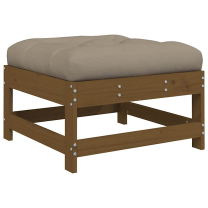 vidaXL Garden Footstool with Cushion Honey Brown Solid Wood Pine 2