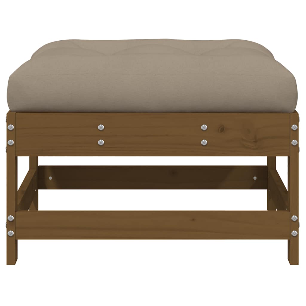 vidaXL Garden Footstool with Cushion Honey Brown Solid Wood Pine 3
