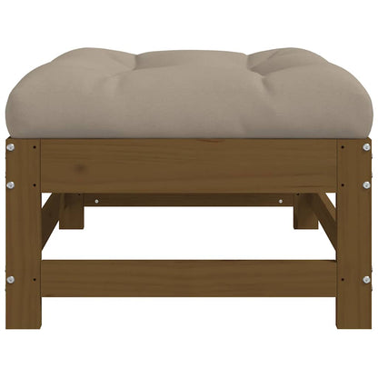 vidaXL Garden Footstool with Cushion Honey Brown Solid Wood Pine 6