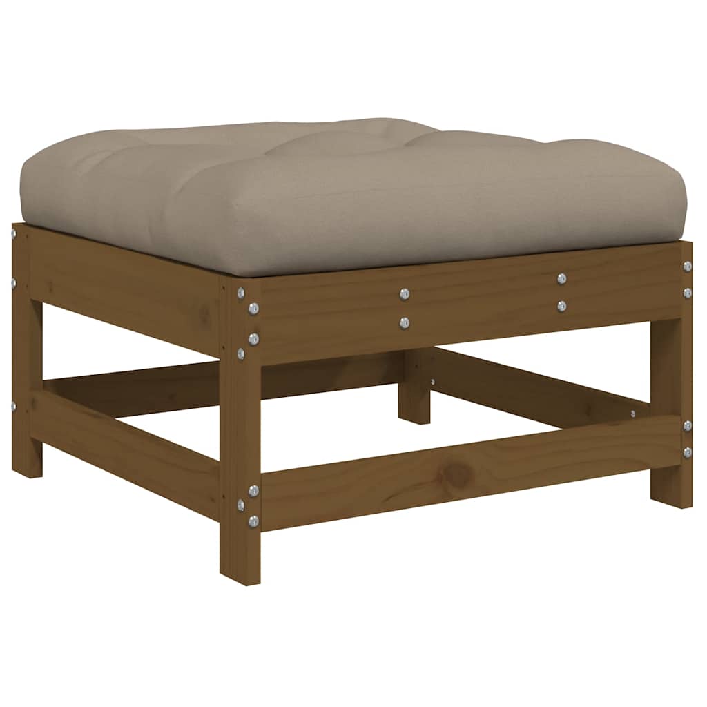 vidaXL Garden Footstool with Cushion Honey Brown Solid Wood Pine 5