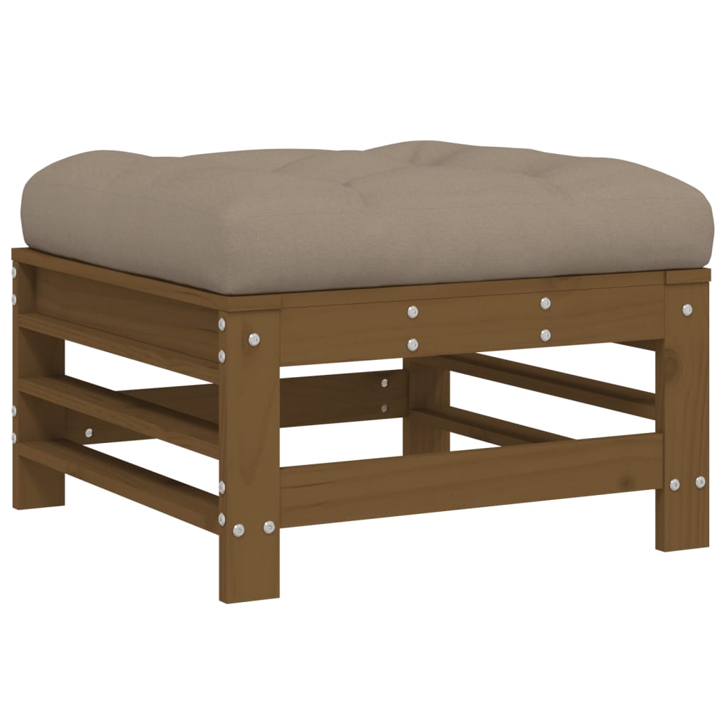 vidaXL Garden Footstool with Cushion Honey Brown Solid Wood Pine 2