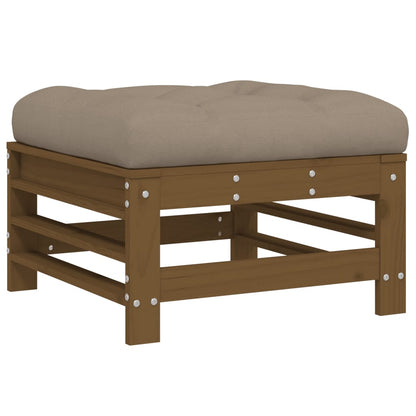 vidaXL Garden Footstool with Cushion Honey Brown Solid Wood Pine 2