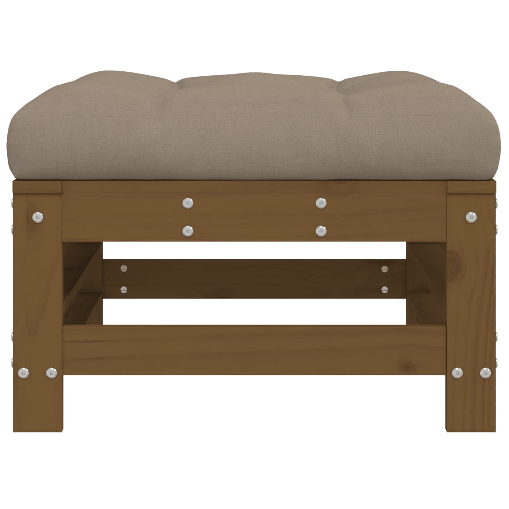 vidaXL Garden Footstool with Cushion Honey Brown Solid Wood Pine 3