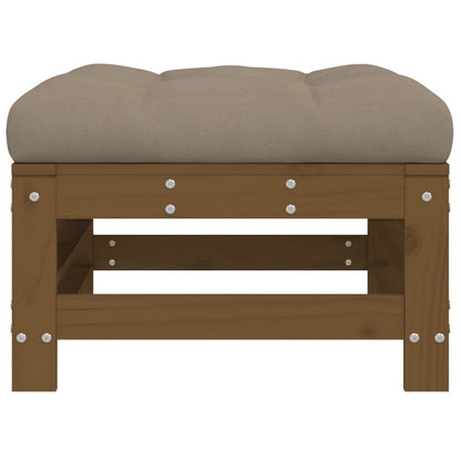 vidaXL Garden Footstool with Cushion Honey Brown Solid Wood Pine 3