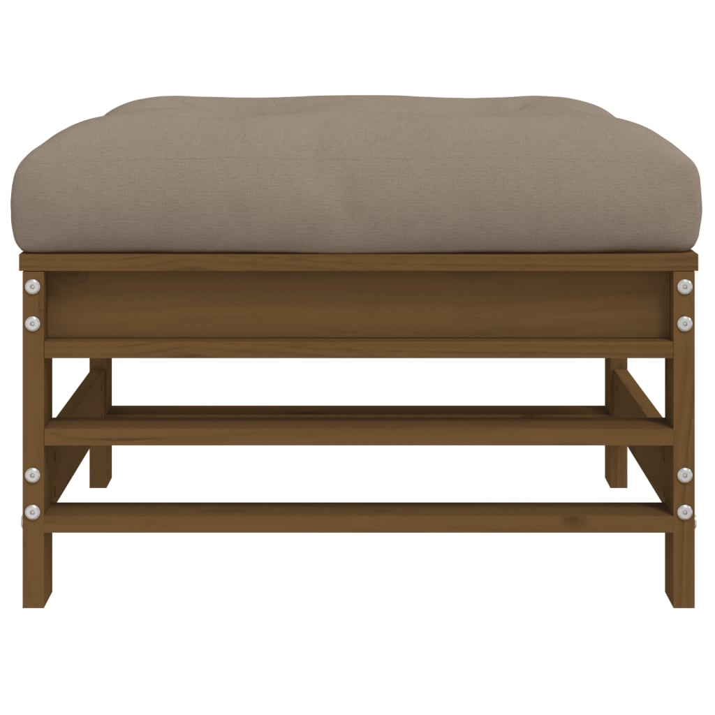 vidaXL Garden Footstool with Cushion Honey Brown Solid Wood Pine 6