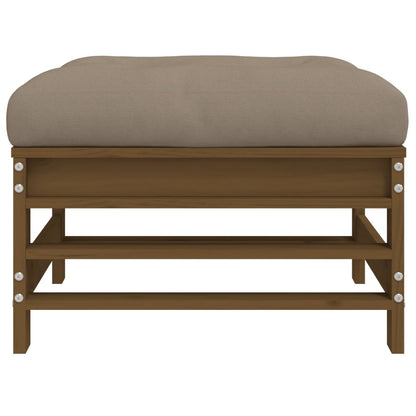 vidaXL Garden Footstool with Cushion Honey Brown Solid Wood Pine 6