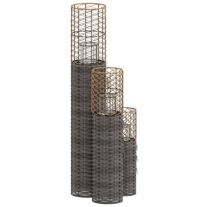 vidaXL Candle Holders 3 pcs Grey Wicker 4