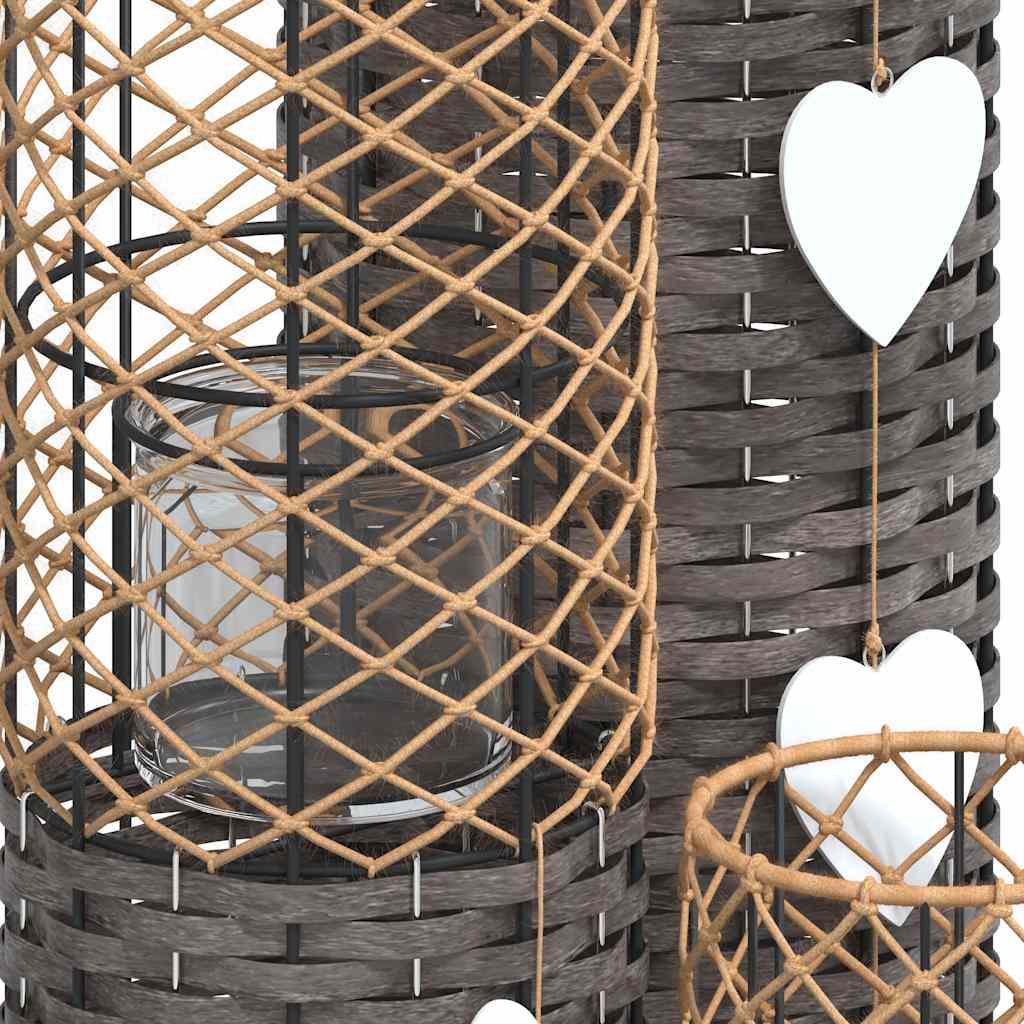 vidaXL Candle Holders 3 pcs Grey Wicker 5