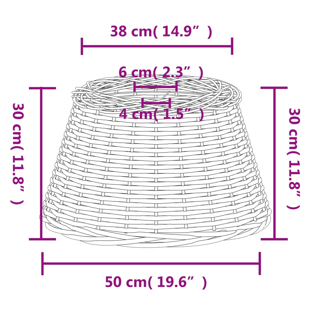 vidaXL Ceiling Lamp Shade White Ø50x30 cm Wicker 6