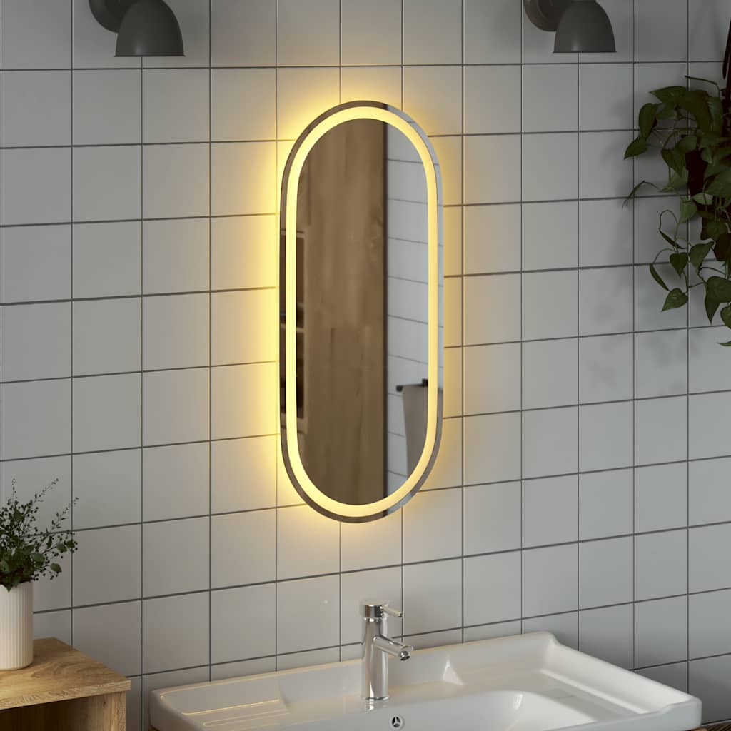 vidaXL LED Bathroom Mirror 80x35 cm Oval 3
