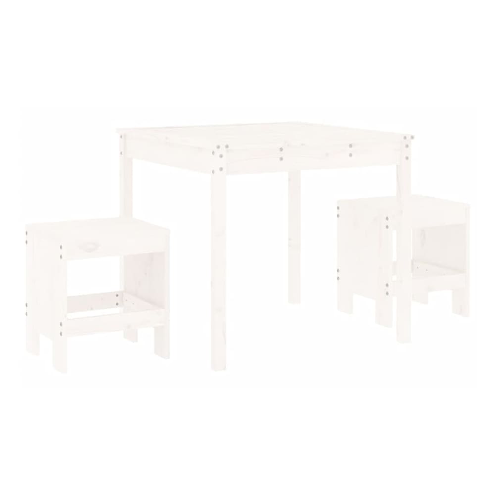 3 Piece Garden Bistro Set Solid Wood Pine White pine