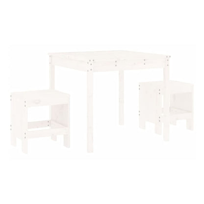 3 Piece Garden Bistro Set Solid Wood Pine White pine