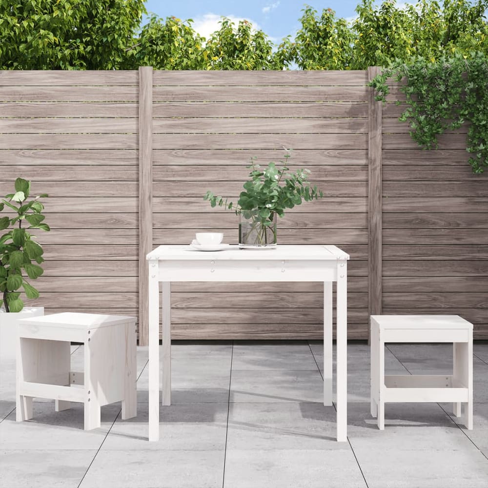 3 Piece Garden Bistro Set Solid Wood Pine White pine