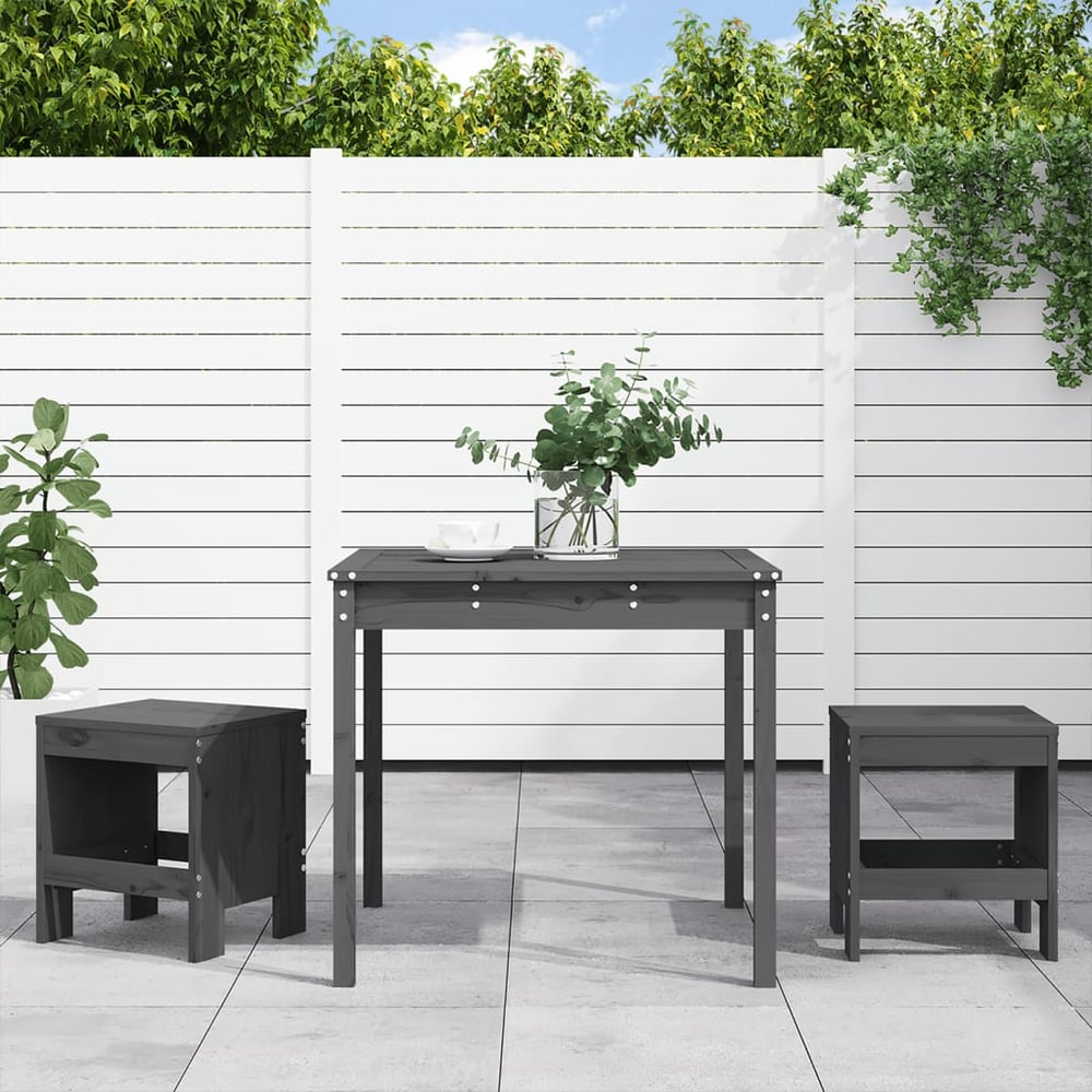 3 Piece Garden Bistro Set Solid Wood Pine Grey pine