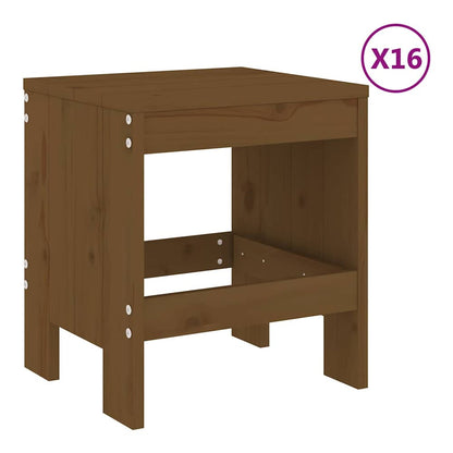 17 Piece Garden Dining Set Solid Wood Pine Honey brown pine