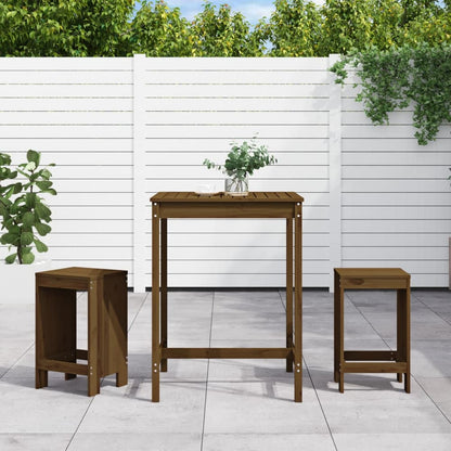 3 Piece Garden Bar Set Solid Wood Pine Honey brown pine