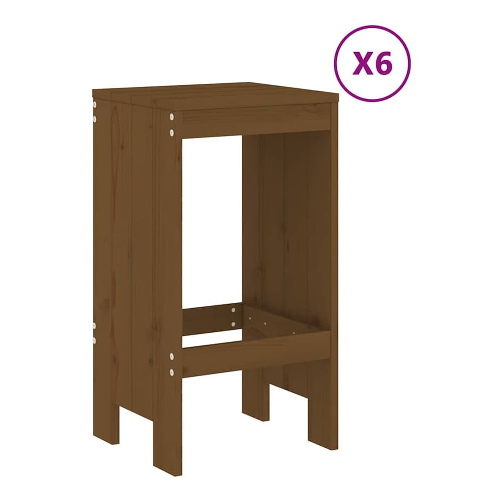 7 Piece Garden Bar Set Solid Wood Pine Honey brown pine