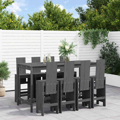 9 Piece Garden Bar Set Solid Wood Pine Grey pine