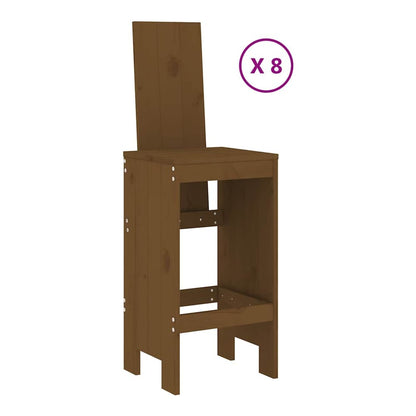 9 Piece Garden Bar Set Solid Wood Pine Honey brown pine