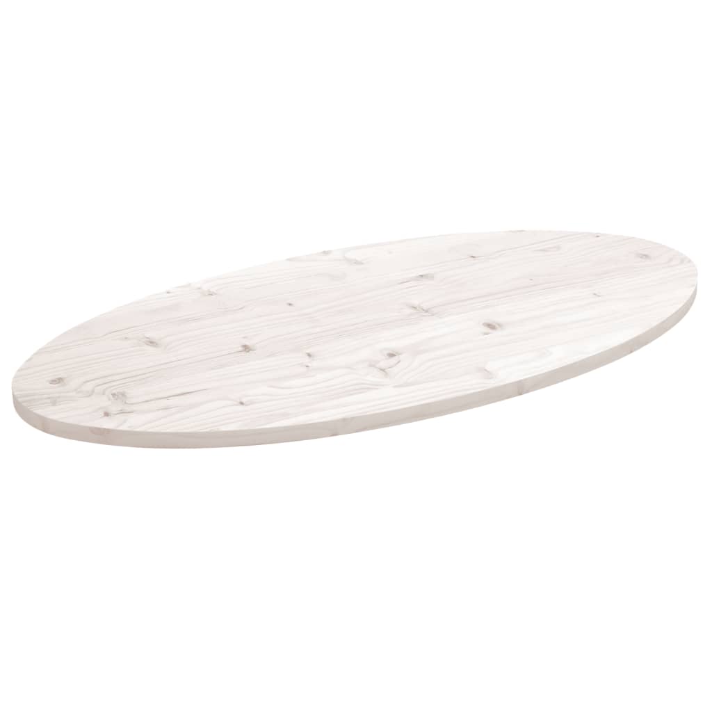 vidaXL Table Top White 100x50x2.5 cm Solid Wood Pine Oval 1