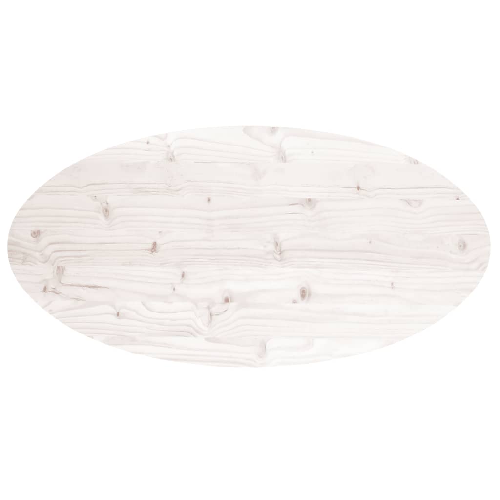 vidaXL Table Top White 100x50x2.5 cm Solid Wood Pine Oval 4