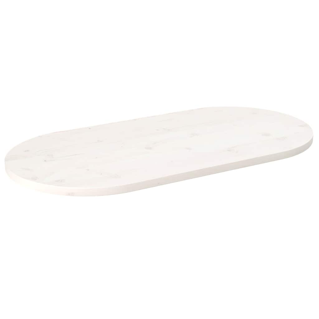 vidaXL Table Top White 100x50x2.5 cm Solid Wood Pine Oval 1