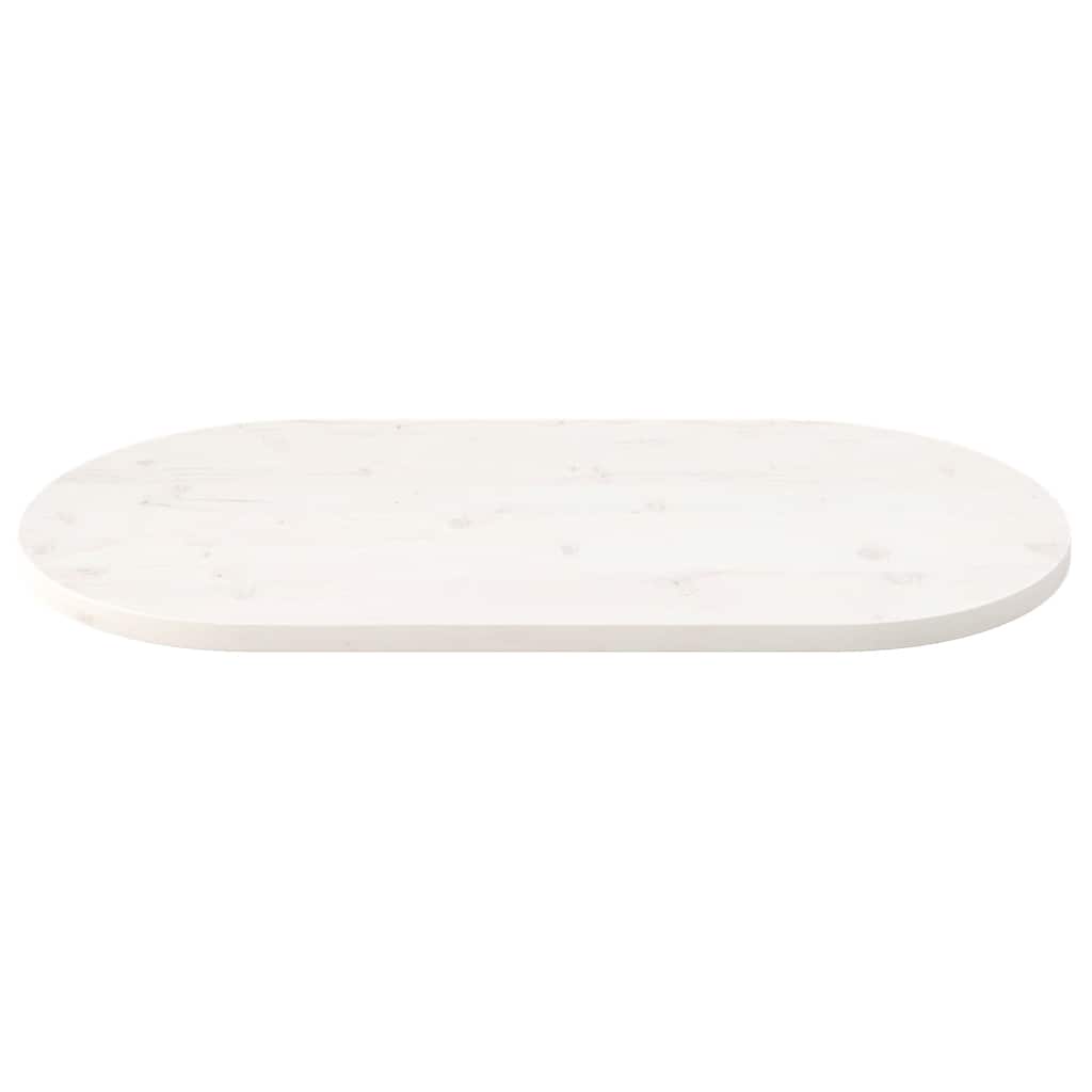 vidaXL Table Top White 100x50x2.5 cm Solid Wood Pine Oval 3