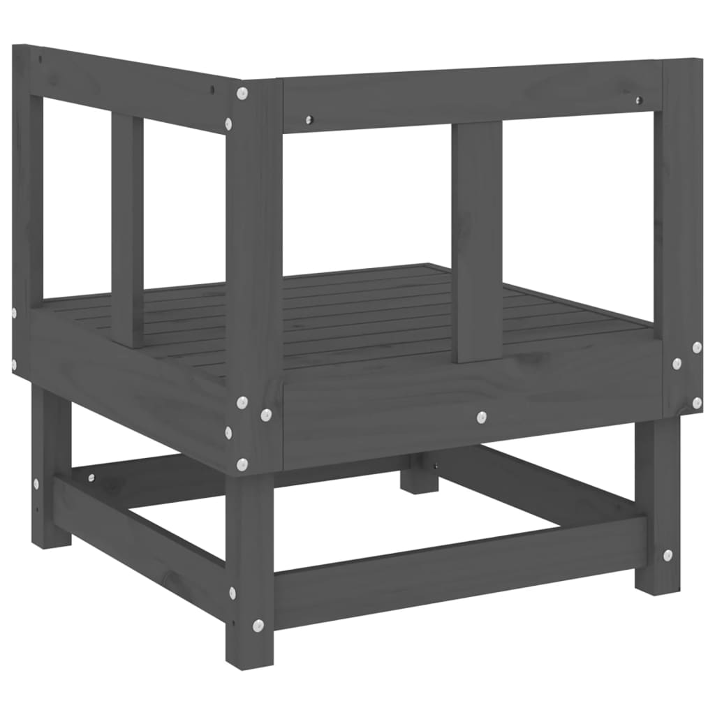 vidaXL Garden Corner Sofa Grey Solid Wood Pine 4