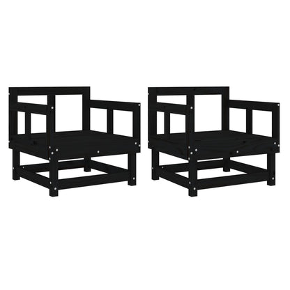 vidaXL Garden Chairs 2 pcs Black Solid Wood Pine 2