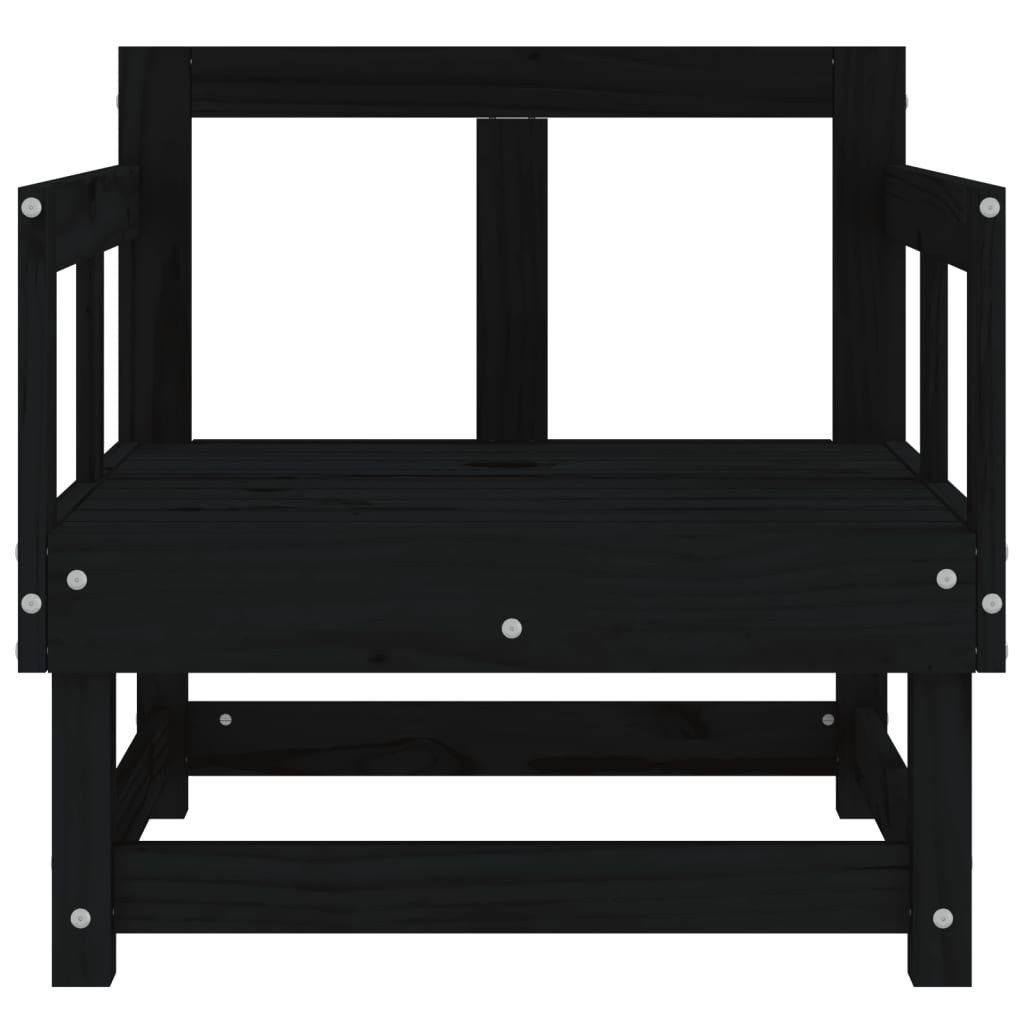 vidaXL Garden Chairs 2 pcs Black Solid Wood Pine 4