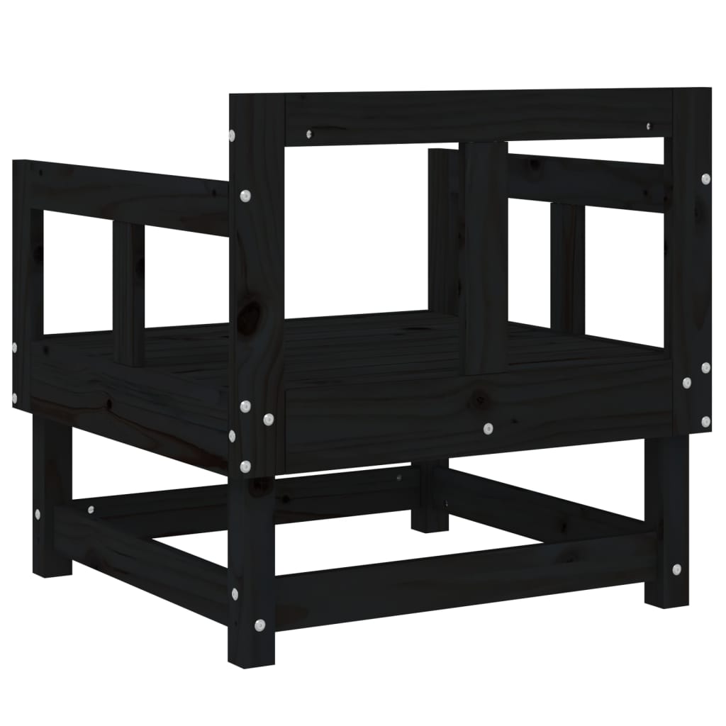 vidaXL Garden Chairs 2 pcs Black Solid Wood Pine 5