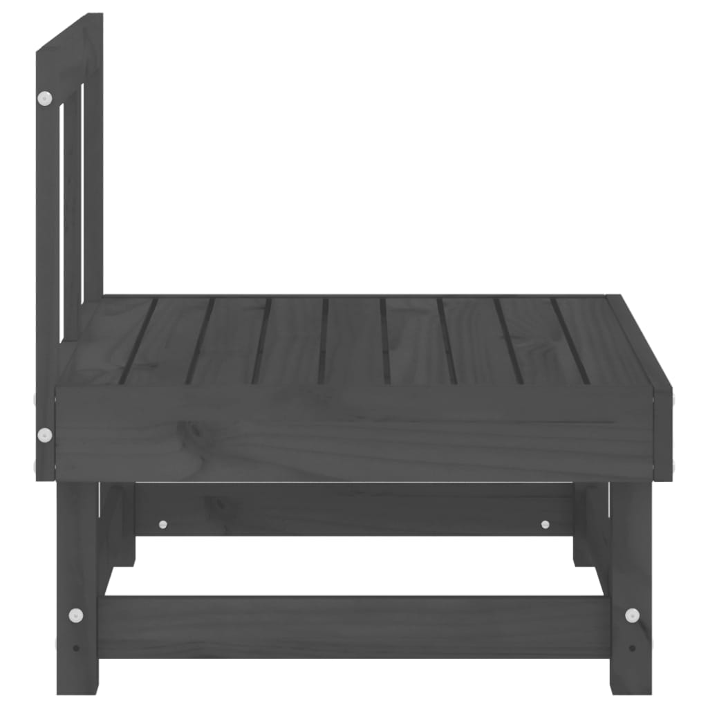 Garden Middle Sofas 2 pcs Solid Wood Pine Middle Sofa (2 pcs) Grey pine