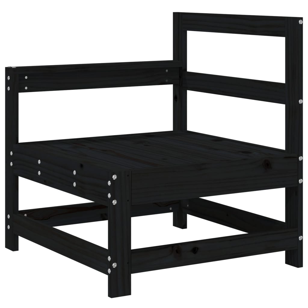 vidaXL Garden Corner Sofas 2 pcs Black Solid Wood Pine 3