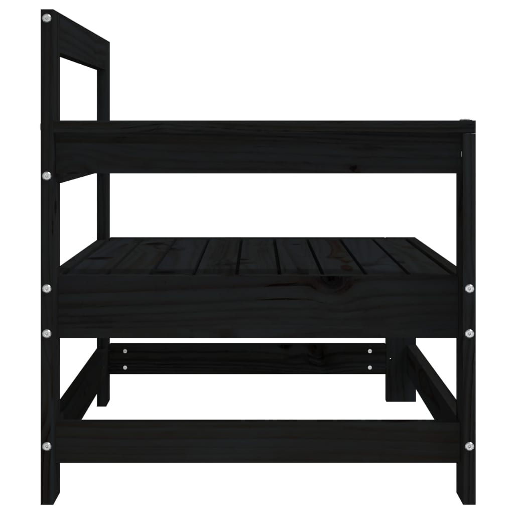 vidaXL Garden Corner Sofas 2 pcs Black Solid Wood Pine 6